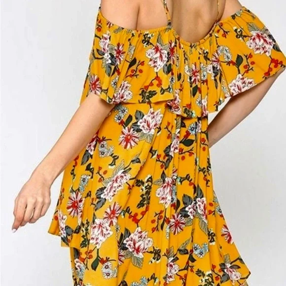 NWT GiGi JAPNA L XL RAYON LIGHTWEIGHT DRESS STRAPS with COLD SHOULDERS MUSTARD - Picture 2 of 13